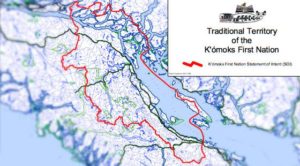 克莫克斯第一民族的传统领土地图